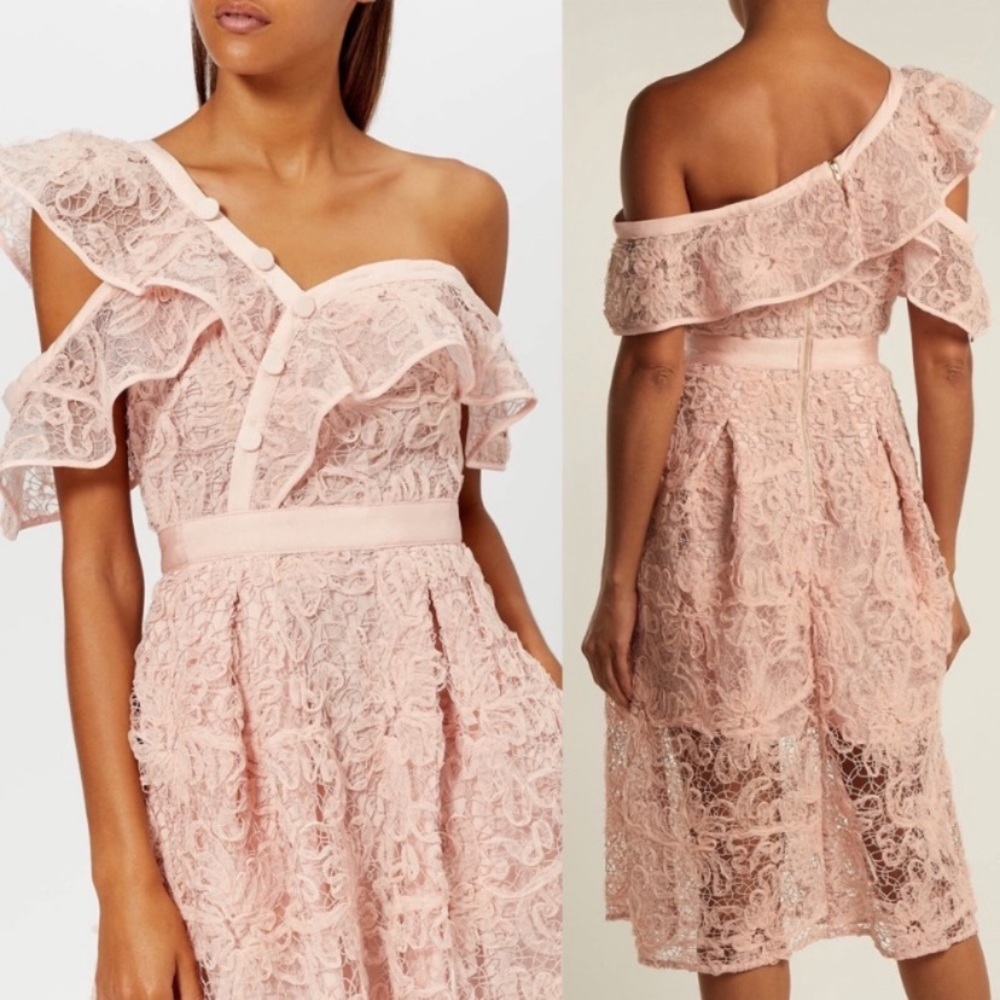 NWT Self Portrait Off Shoulder Mesh Dress US8 - Picture 3 of 15
